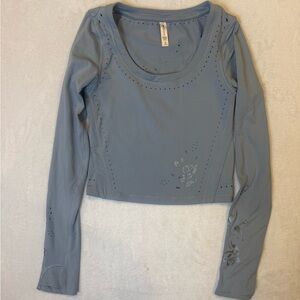 Athleta Shanti Eyelet Top in Begonia Blue Star size XS